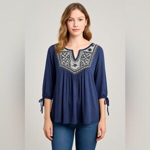 Siren Lily Women's Semi Sheer Peasant Blouse Women’s Size‎ L
